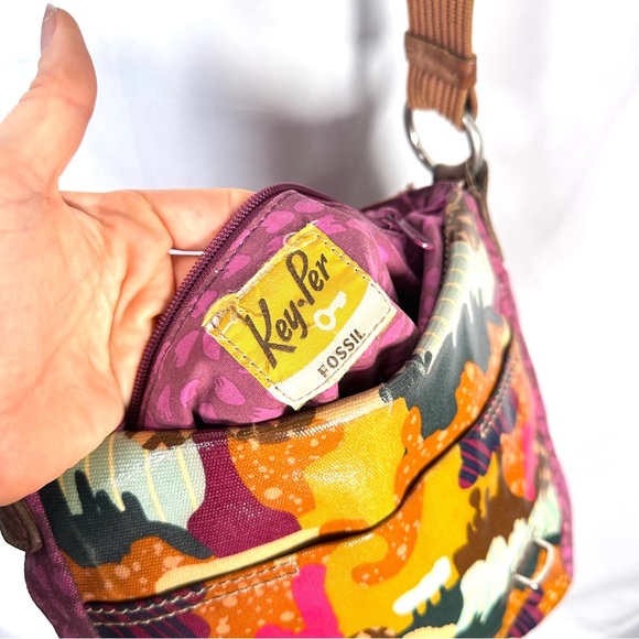 Fossil Key-Per Multicolor Coated Canvas Crossbody Festival Y2K Retro Lightweight - Picture 15 of 15